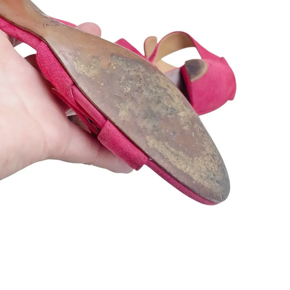 J.Crew Vintage Y2K Fuchsia Suede Made in Italy Ankle Strap Cone Heel Sandals